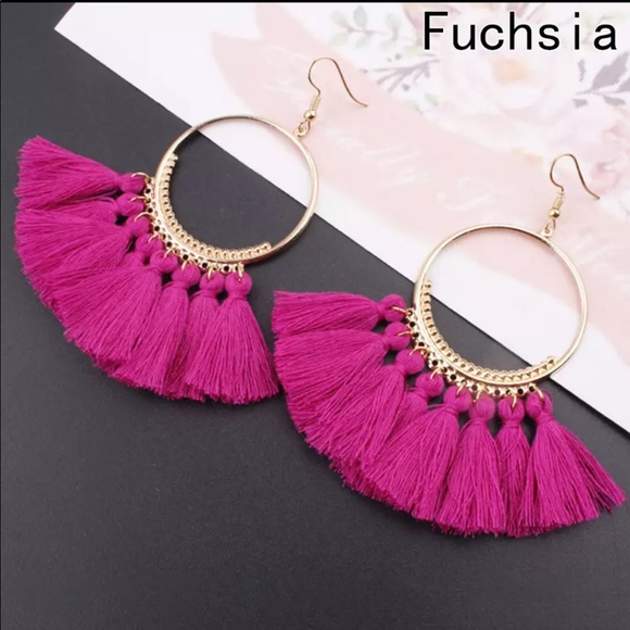 Jewelry - Vintage Tassel Ethnic Big Round Dangle Earrings